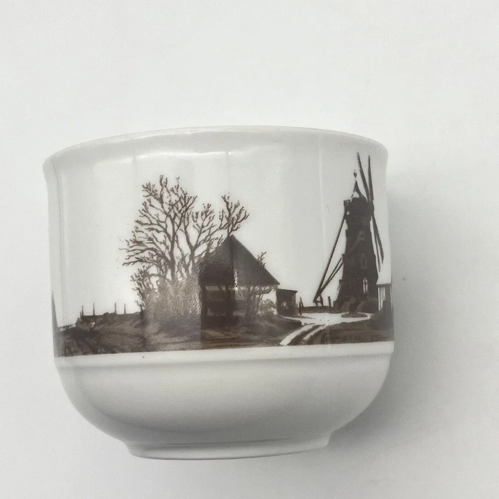 Seltmann Weiden Bavaria Demitasse Tea Cup‎ and Saucer Set Skegrie Mill Windmill